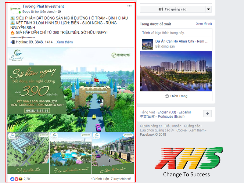 quảng cáo facebook bất động sản