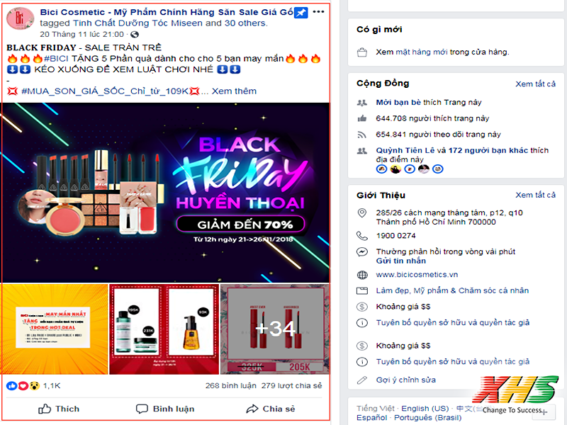 quảng cáo mỹ phẩm trên facebook